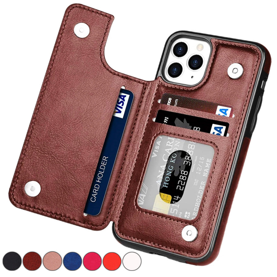 PORTAFOGLIO IN PELLE – Elegante custodia per smartphone con scomparti per carte