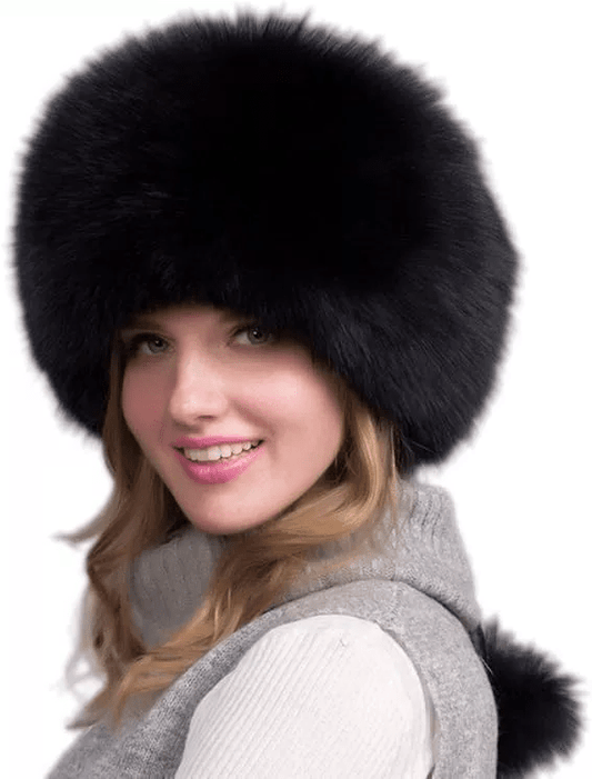 Gorro de invierno FurLuxe de piel natural de zorro | Gorro grueso de piel con orejeras para un look elegante en clima frío