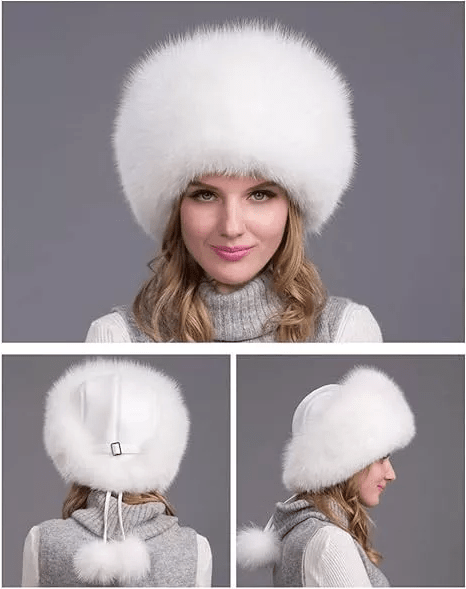 Gorro de invierno FurLuxe de piel natural de zorro | Gorro grueso de piel con orejeras para un look elegante en clima frío