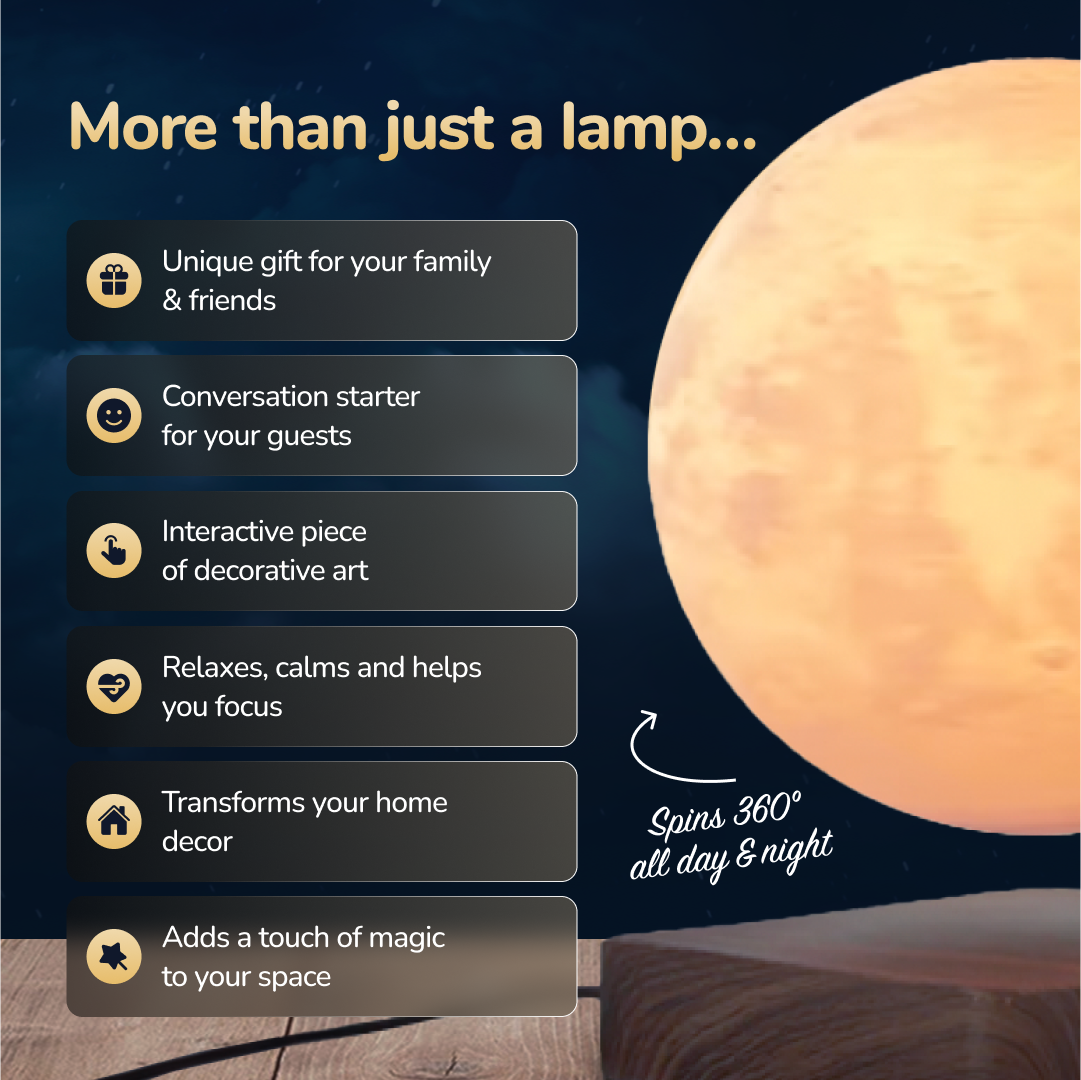 MOONFLOAT – Lámpara lunar flotante con cambio de color LED para una atmósfera relajante