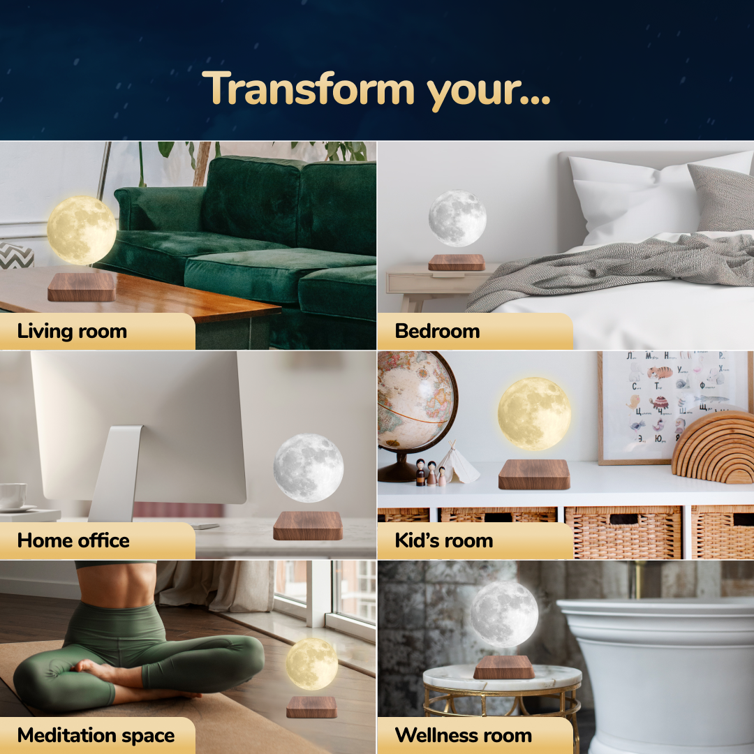 MOONFLOAT – Lámpara lunar flotante con cambio de color LED para una atmósfera relajante