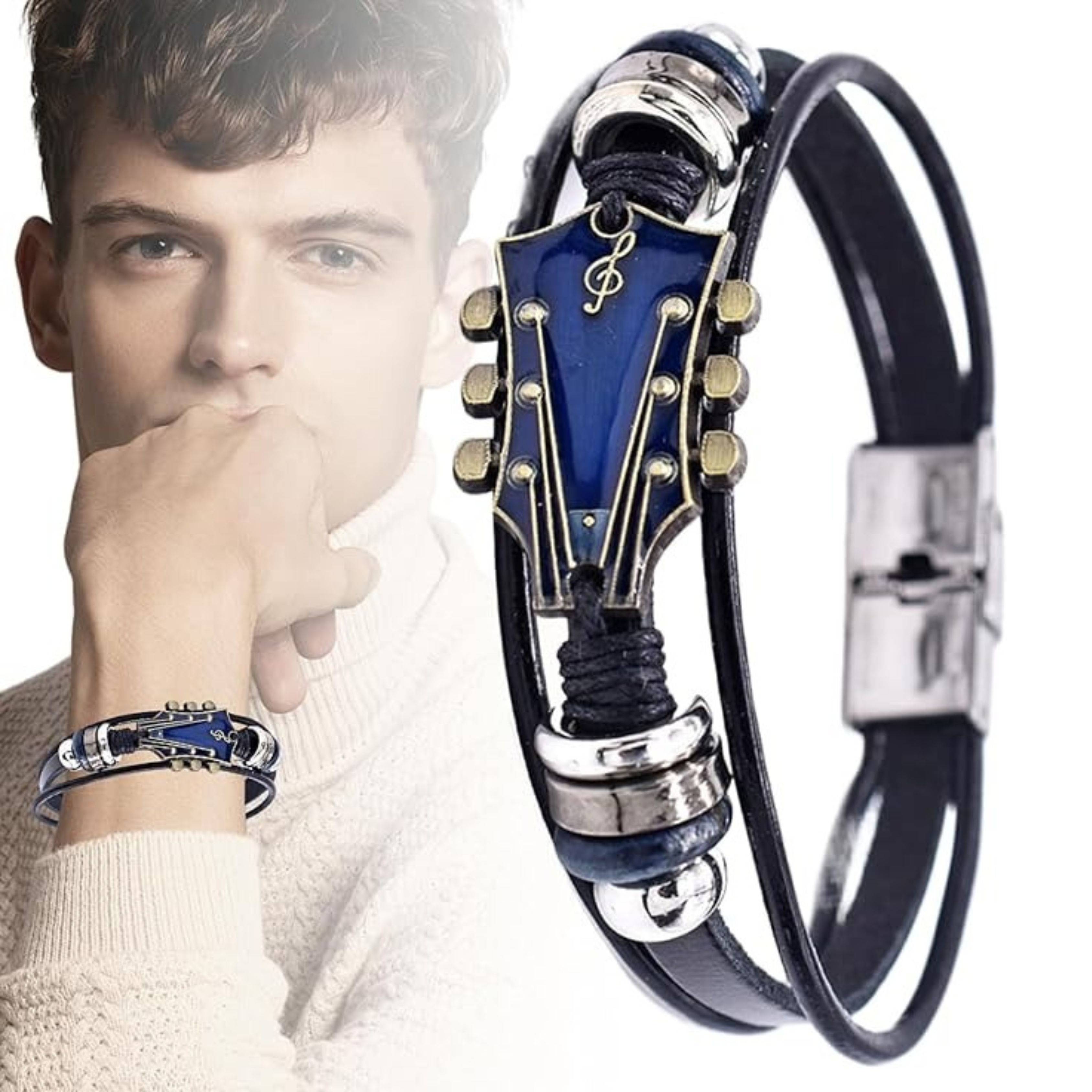 MUSIKSTRUM – Leather Bracelet with Guitar-Inspired Design 6