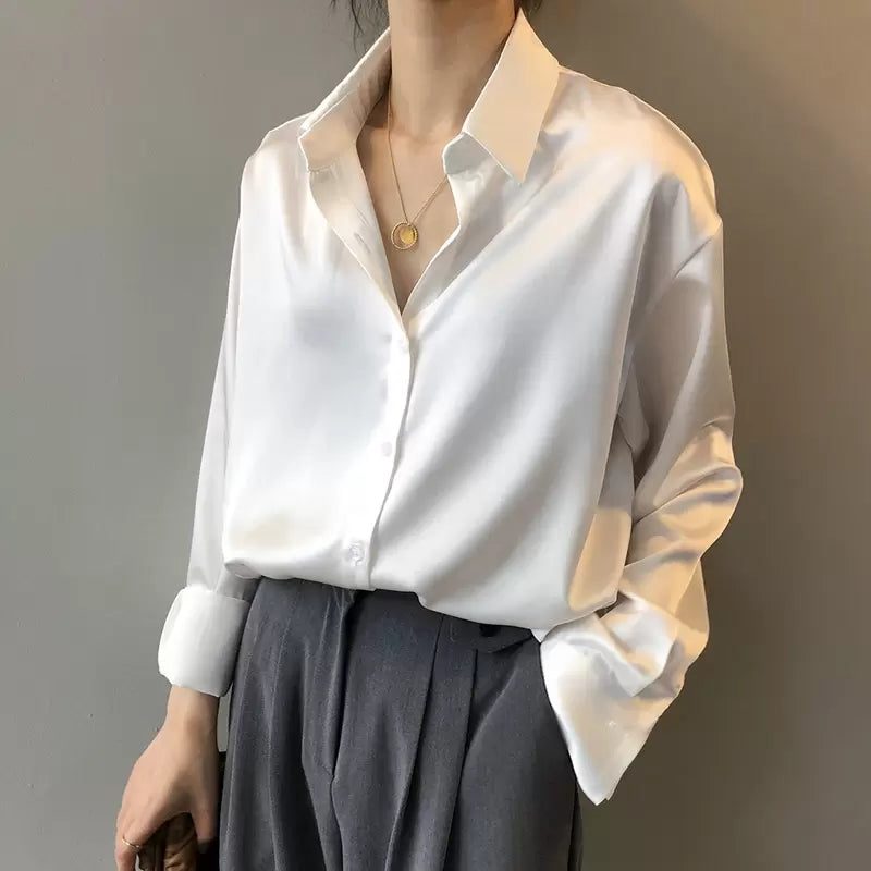 MYRA SILK – Elegante blusa de seda para mujer – Lujosa y versátil para oficina y eventos