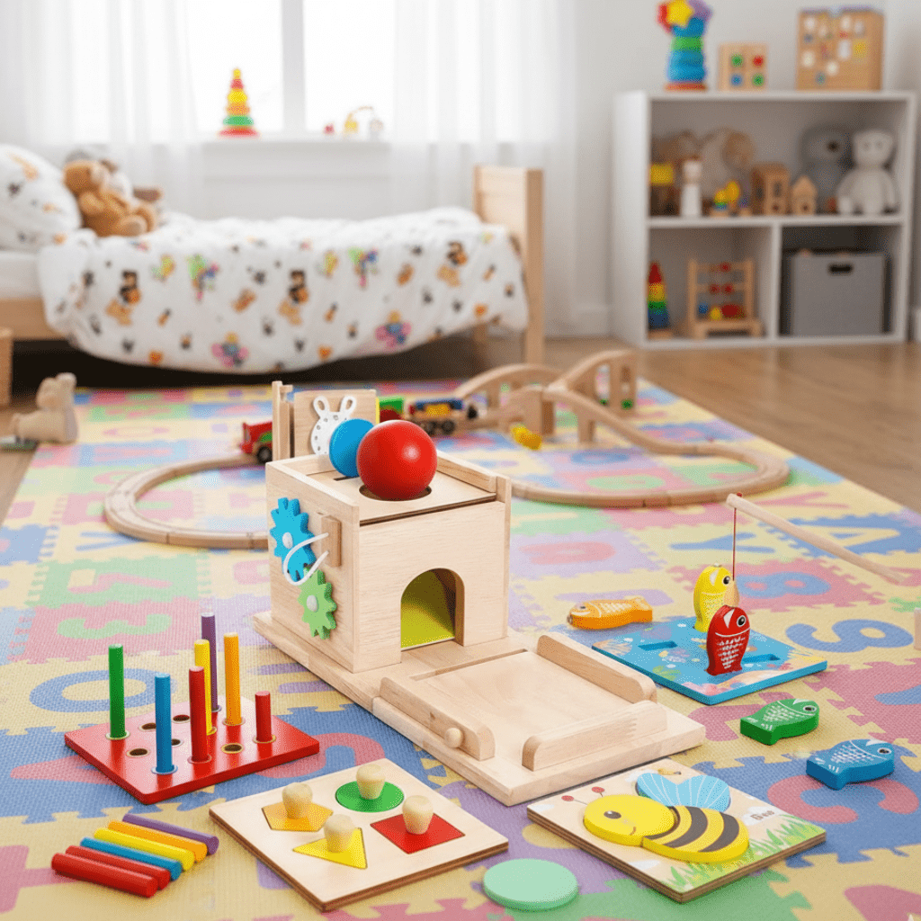 ActivityCube – Montessori Lernspielzeug aus Holz mit 8 Aktivitäten für Babys ab 6 Monaten