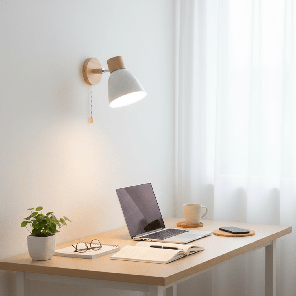 YADIEL WALL LIGHT – Nordische Wandlampe aus Holz mit Zugschalter