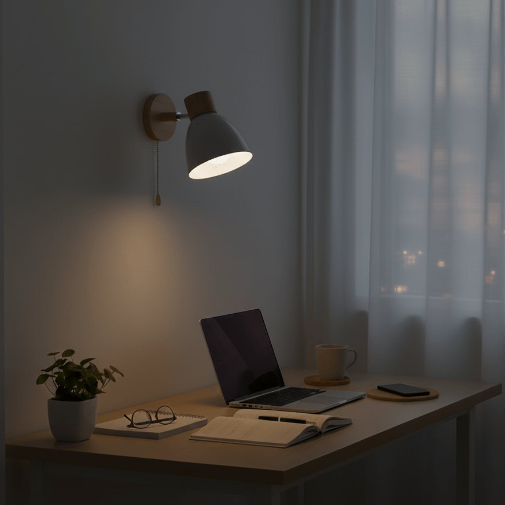 YADIEL WALL LIGHT – Nordische Wandlampe aus Holz mit Zugschalter