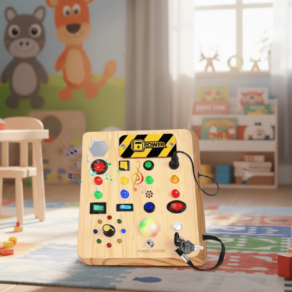 FunTune Montessori Busy Board – Musik & Lichter Spielbrett für Kleinkinder