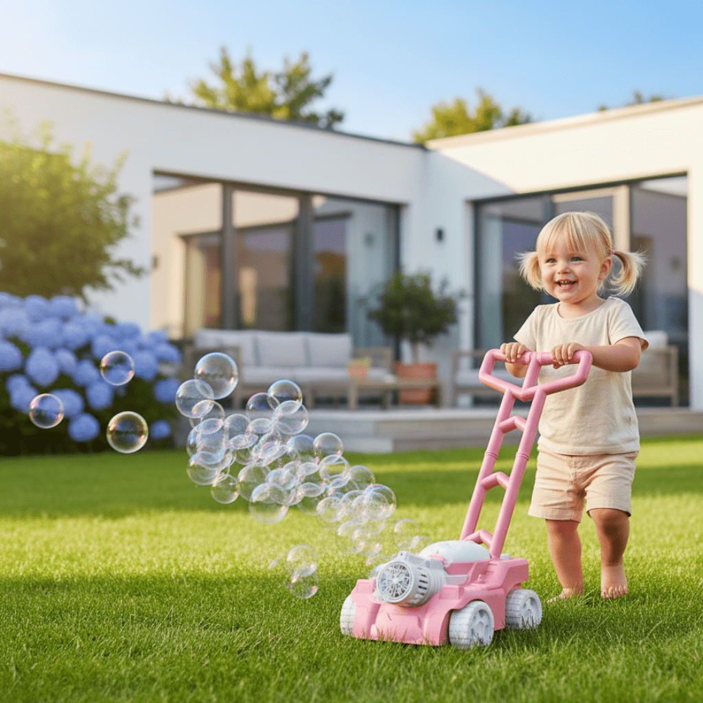 BubbleMow Fun – Seifenblasen-Rasenmäher für Kinder mit Bewegungs- und Spielspaß
