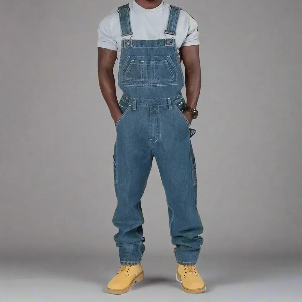 URBANOVER – Herren Jeans Overall mit Splice-Details für lässigen Style
