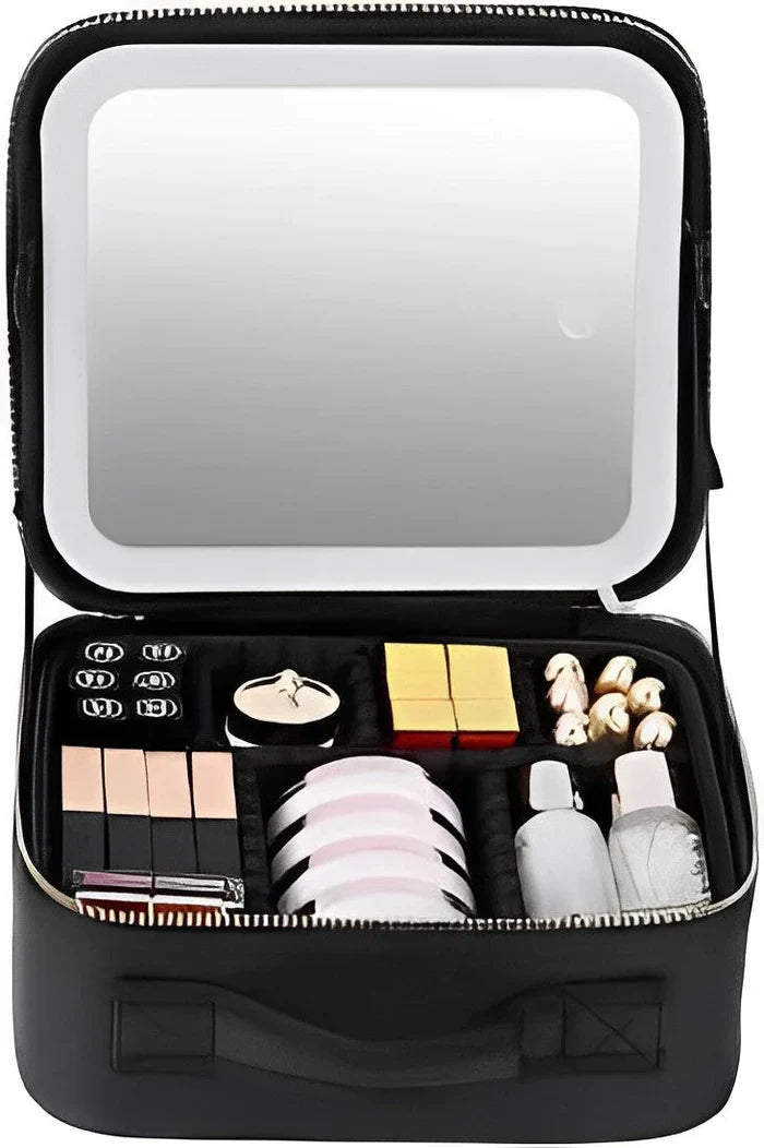 Mirrorglam Bolsa de Maquillaje – Espejo LED y Organizador para un Estilo Perfecto en Movimiento