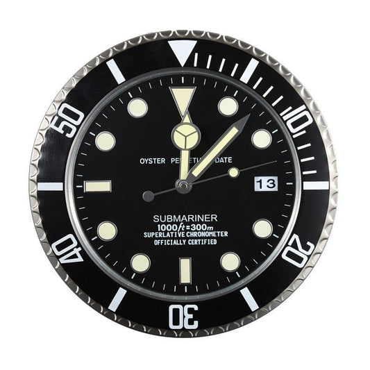 LUMITIME – Orologio da parete moderno e silenzioso con cornice in acciaio inox e lancette luminose (33 cm)