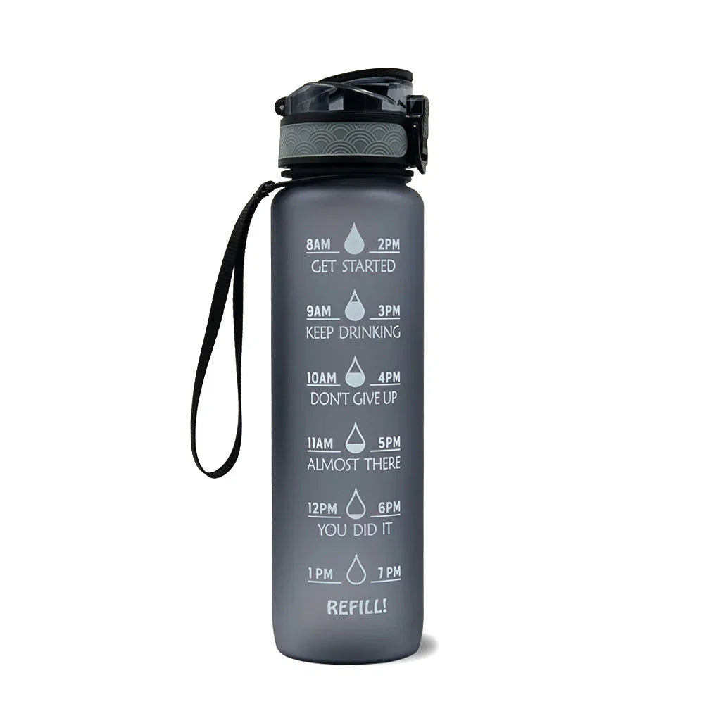 Motivations-Wasserflasche mit Zeitangaben
