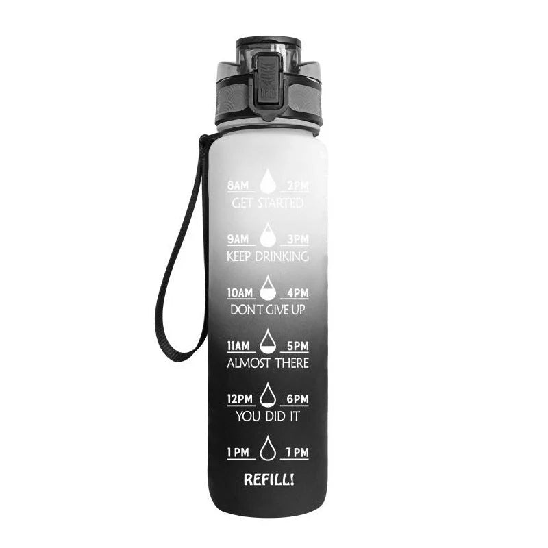 Motivations-Wasserflasche mit Zeitangaben