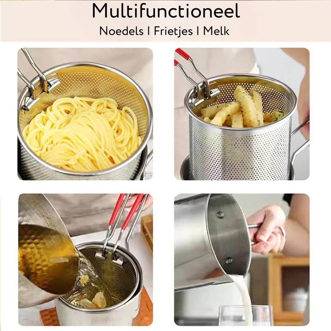 CRISPYFRY – Friteuse en acier inoxydable pour une friture faible en graisse et une cuisson polyvalente