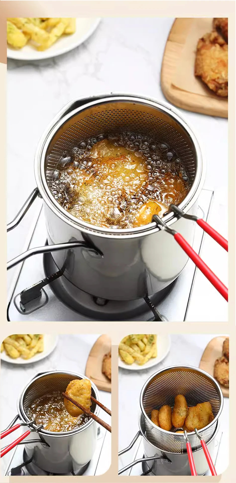 CRISPYFRY – Friteuse en acier inoxydable pour une friture faible en graisse et une cuisson polyvalente