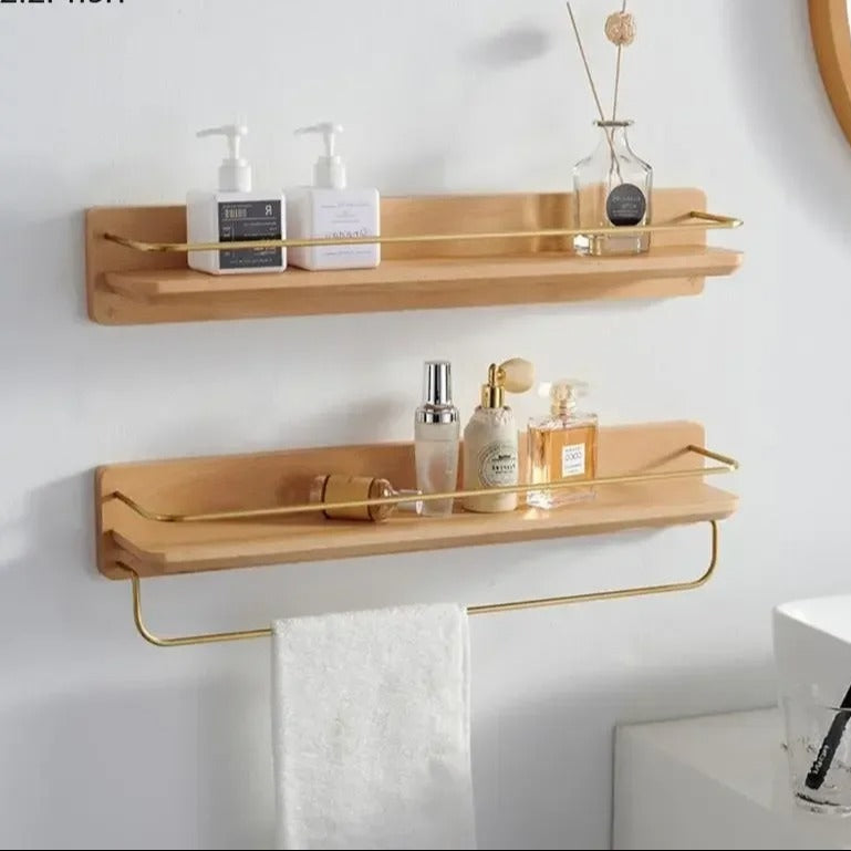 NATURAELLO – Bambus-Wandgarderobe mit Ablage & stabilen Haken 1