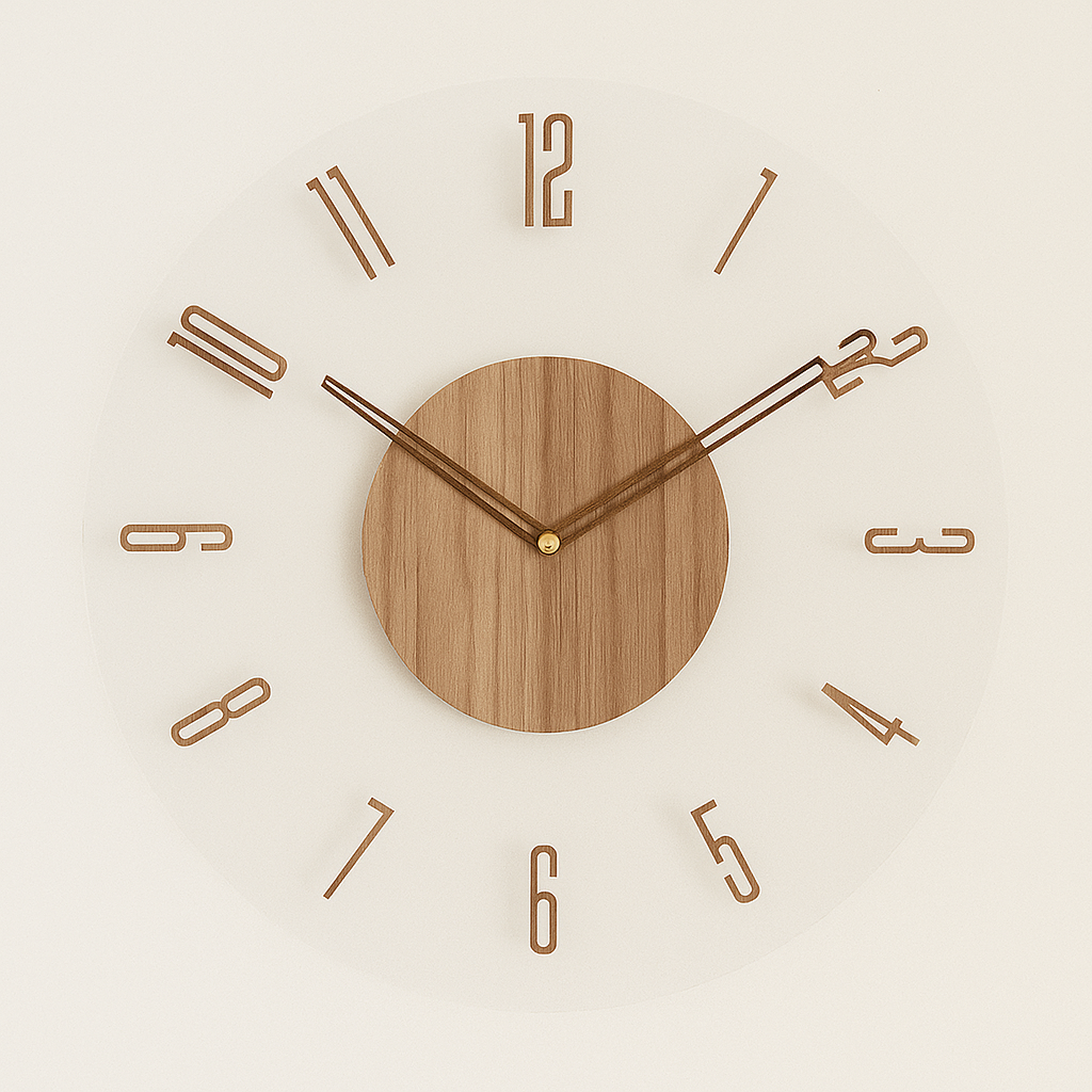 RELOJ NÓRDICO – Reloj de pared silencioso con diseño escandinavo de madera natural