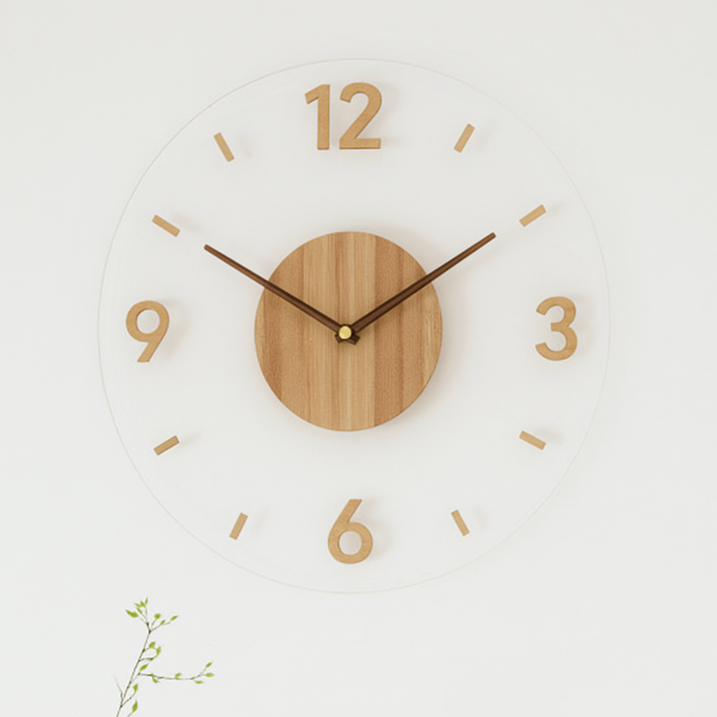 RELOJ NÓRDICO – Reloj de pared silencioso con diseño escandinavo de madera natural