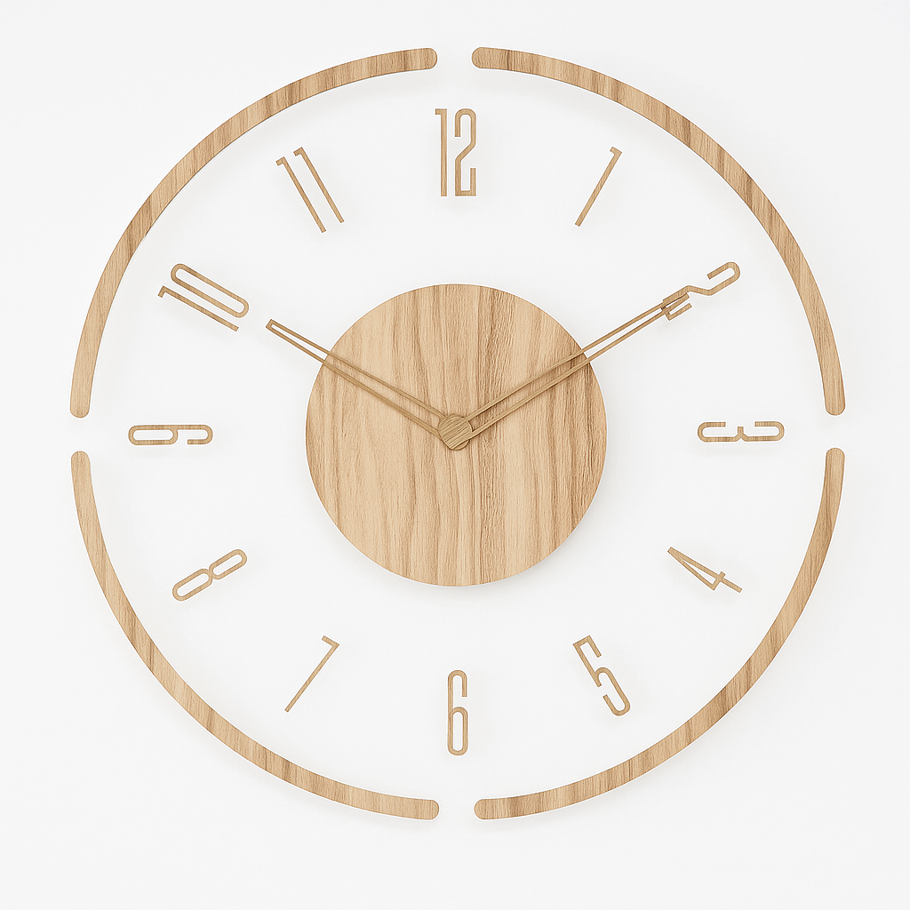 RELOJ NÓRDICO – Reloj de pared silencioso con diseño escandinavo de madera natural