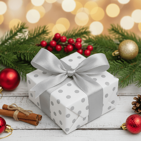 Nachhaltiges Geschenkpapier Set - Recycelbares Geschenkpapier Rolle mit Satinband für Weihnachten und besondere Anlässe 0