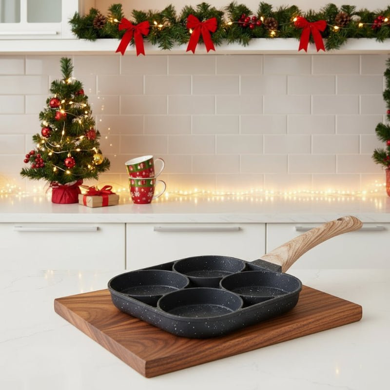 OMELIQON – 4-Loch-Antihaftpfanne für Omeletts, Burger, Steak & Frühstück 1