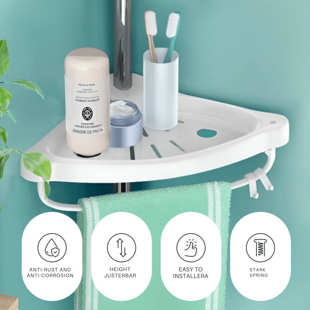 Organiva Premium Duschregal | Ausziehbares Badezimmerregal mit wasserfestem Design