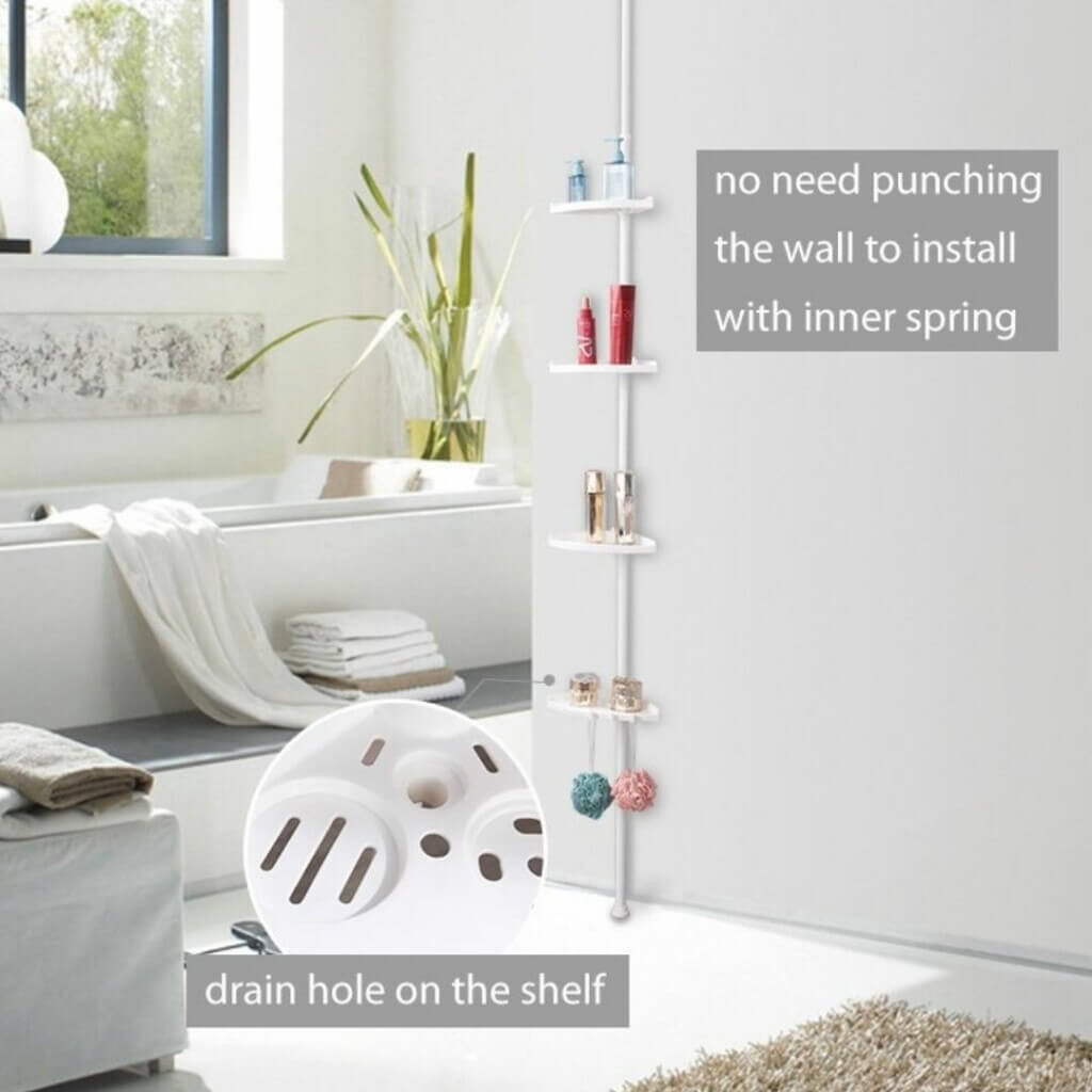 Organiva Premium Duschregal | Ausziehbares Badezimmerregal mit wasserfestem Design