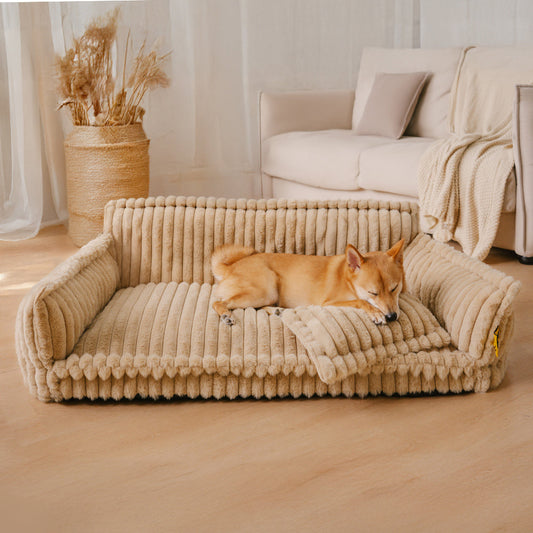 Snoozy Dream Orthopedic Dog Bed – Gelenkschonendes Hundekissen mit Kopfstütze & Flauschbezug