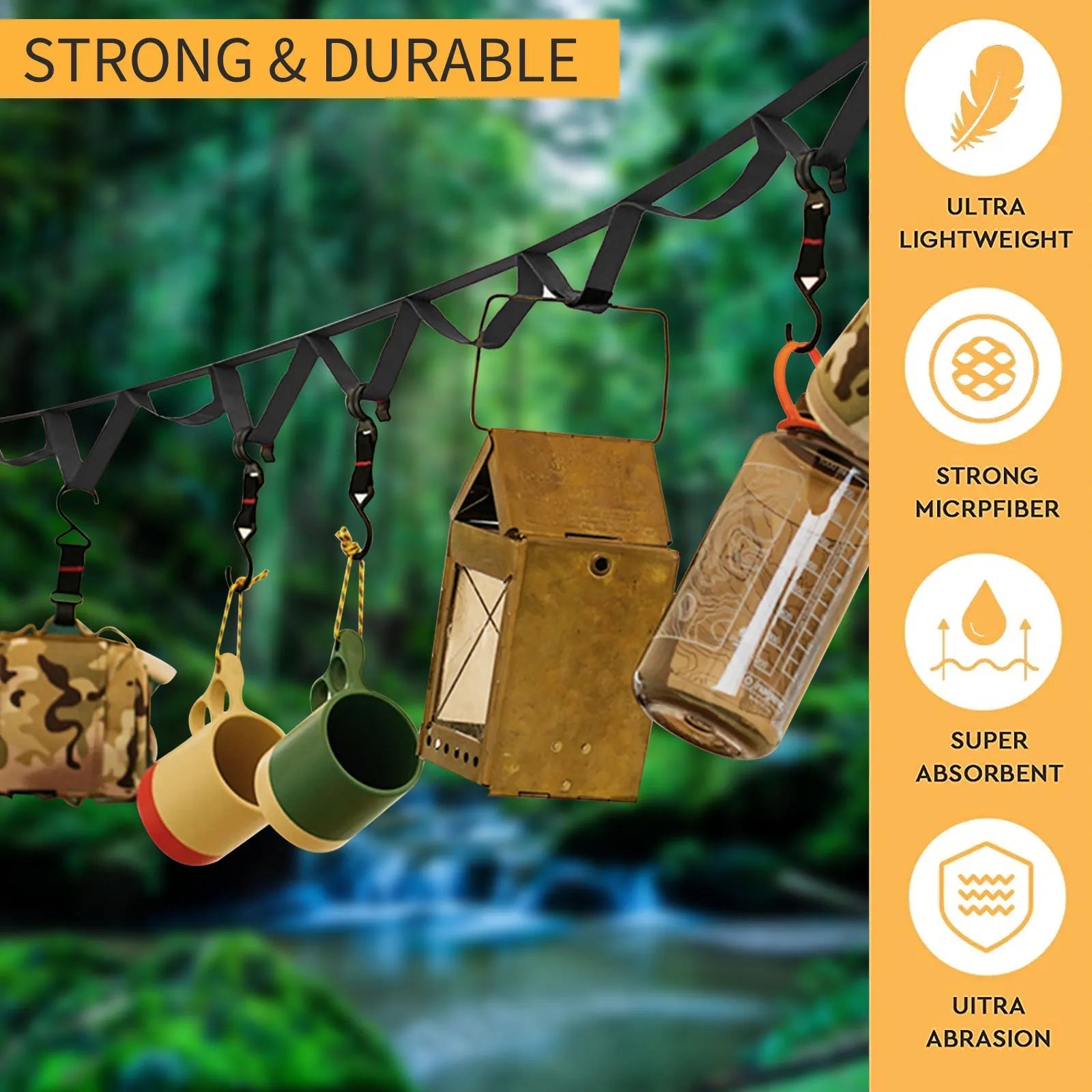 Cordón para exteriores – Cuerda colgante ajustable para camping y senderismo