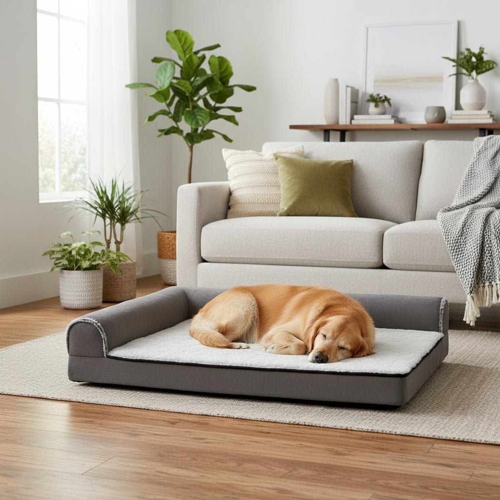 PAWMORY – L-förmiges Hundesofa aus Memory-Schaum – Wasserdichter Bezug & rutschfeste Unterseite 0