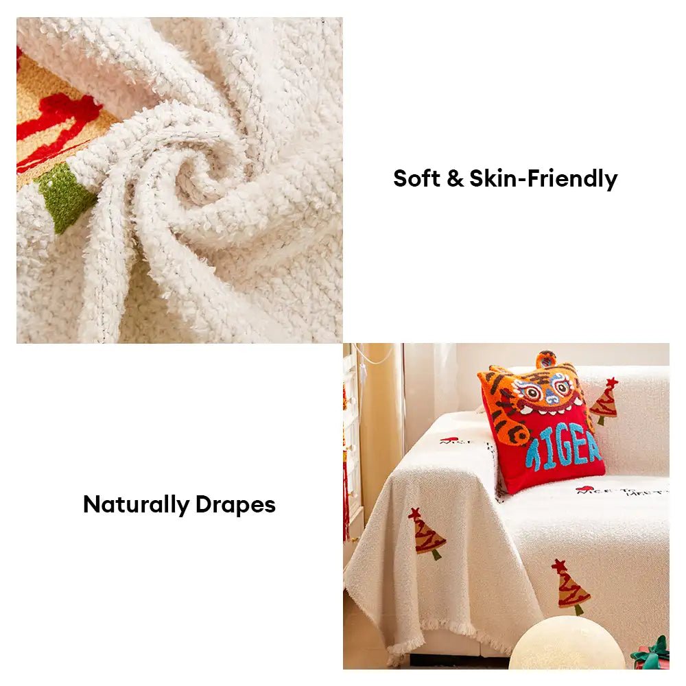 PLUSHGROVE – Weihnachts-Plüsch-Sofadecke mit festlichem Baumdesign und ultraweichem Komfort 6
