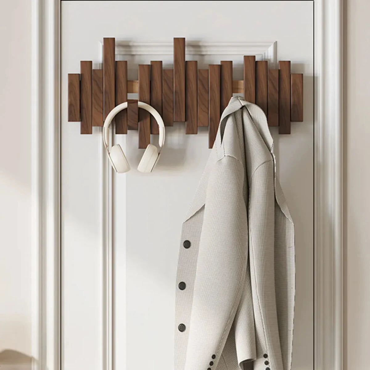 Gancho de pared para piano – Perchero de pared con diseño de piano en madera maciza | Ganchos plegables para pasillo, oficina y dormitorio