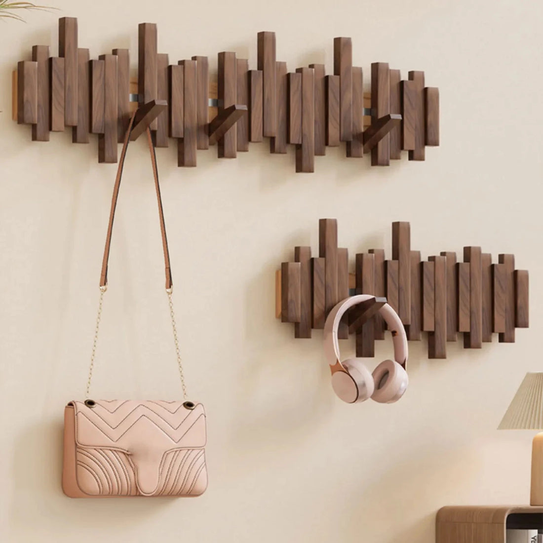 Gancho de pared para piano – Perchero de pared con diseño de piano en madera maciza | Ganchos plegables para pasillo, oficina y dormitorio