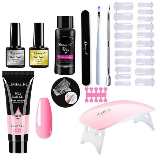 Polygelpro – Kit de uñas DIY con lámpara UV para uñas fuertes y elegantes
