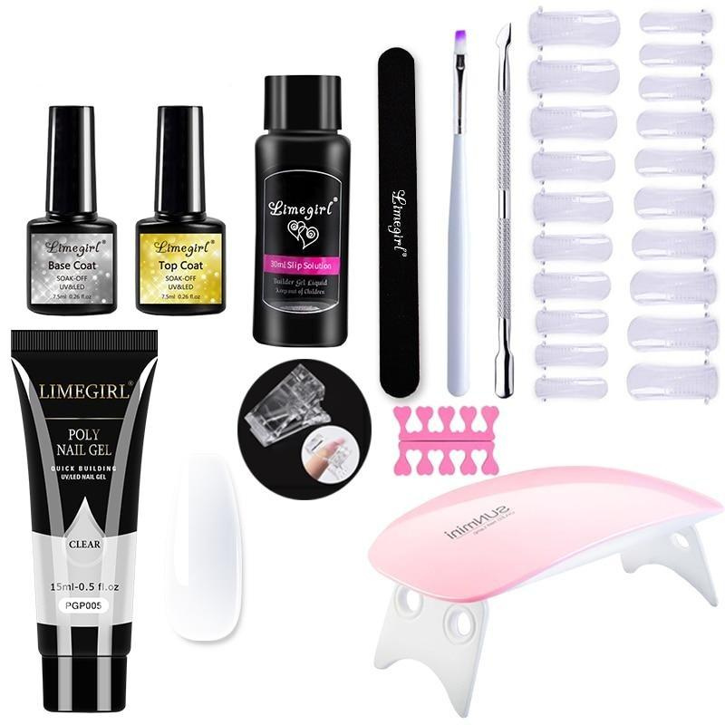 Polygelpro – Kit de uñas DIY con lámpara UV para uñas fuertes y elegantes