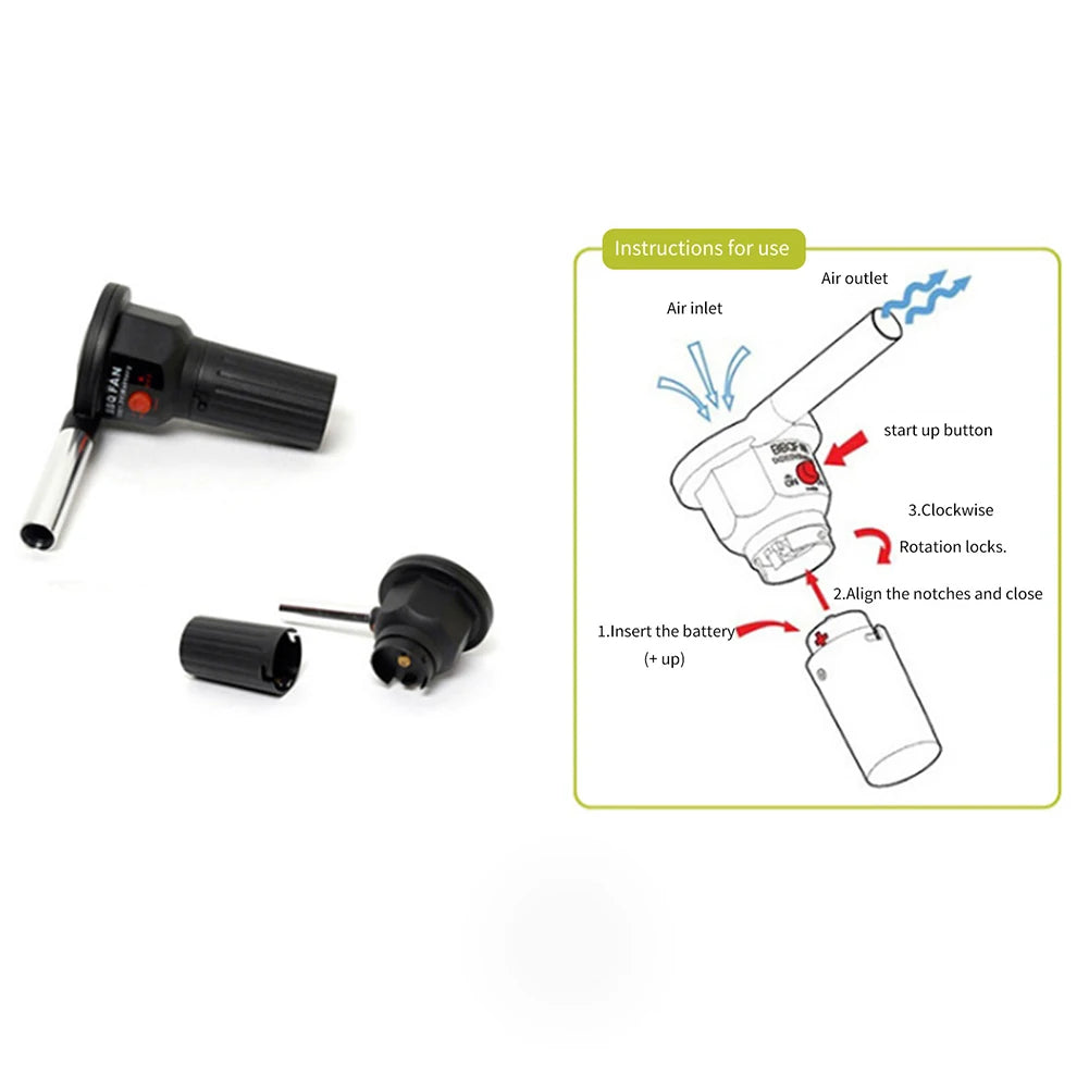 GRILLFORCE – Soplador de fuego portátil de aluminio para encendido eficiente