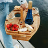 Mesa de picnic portátil de madera – Mesa de picnic plegable de madera con portavasos de cristal y compartimentos para snacks | Para jardín, playa y viajes