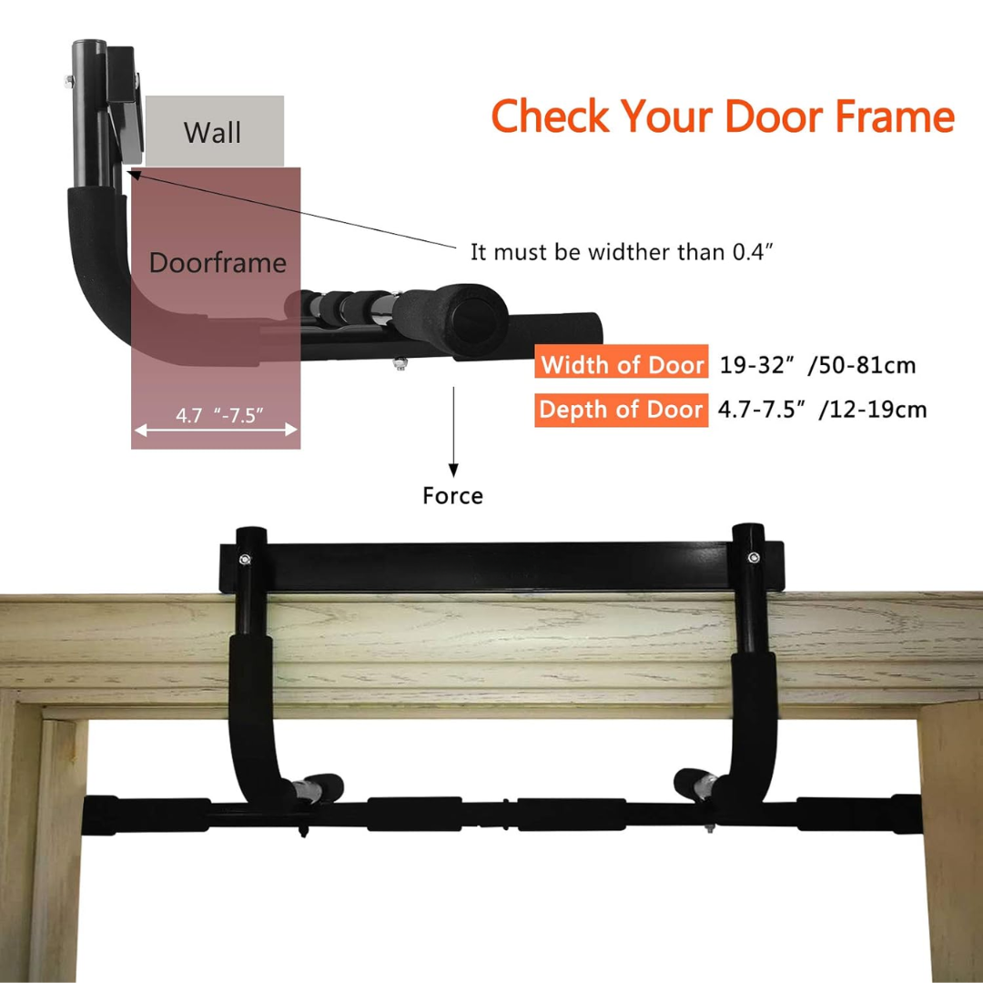 PowerGrip Barra de dominadas – Barra de puerta para un entrenamiento efectivo de la parte superior del cuerpo en casa