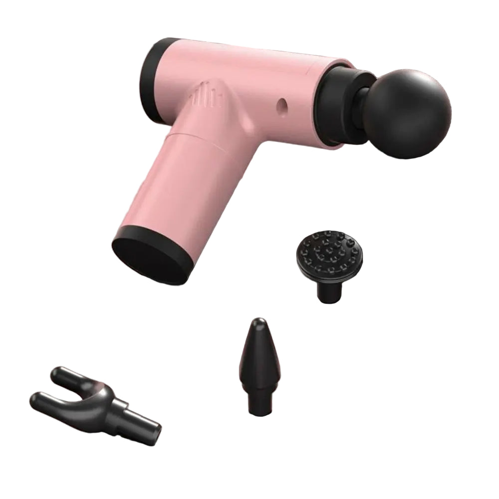 PulsePro Mini – Pistola per massaggi fasciali compatta con 6 livelli e 4 testine per massaggio