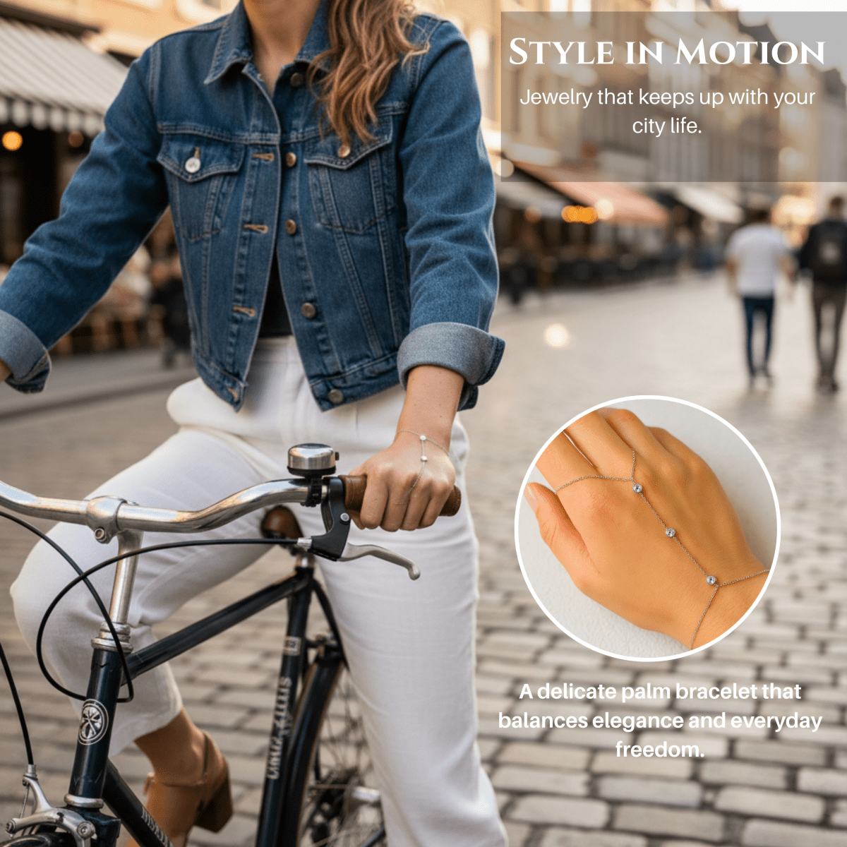 RAYLISS – Verstellbares Fingerring-Armband aus Edelstahl mit Kristallen 3