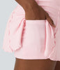 Falda de tenis de punto acanalado – Falda 2 en 1 femenina con dobladillo con volantes