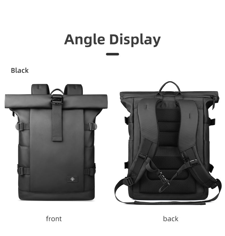 Mochila ROLLTRAIL – Mochila de exterior expandible con compartimento para portátil, cierre enrollable y protección antirrobo
