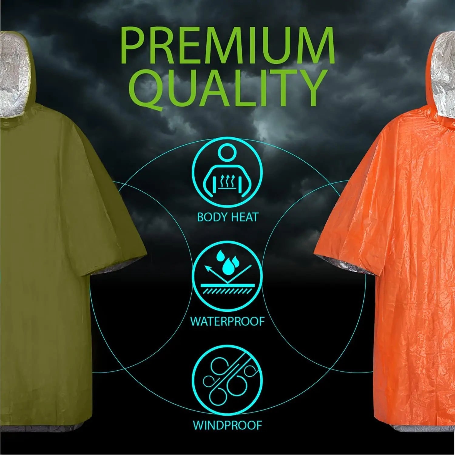 Poncho RainGuard – Poncho de lluvia de emergencia con capucha para protección al aire libre