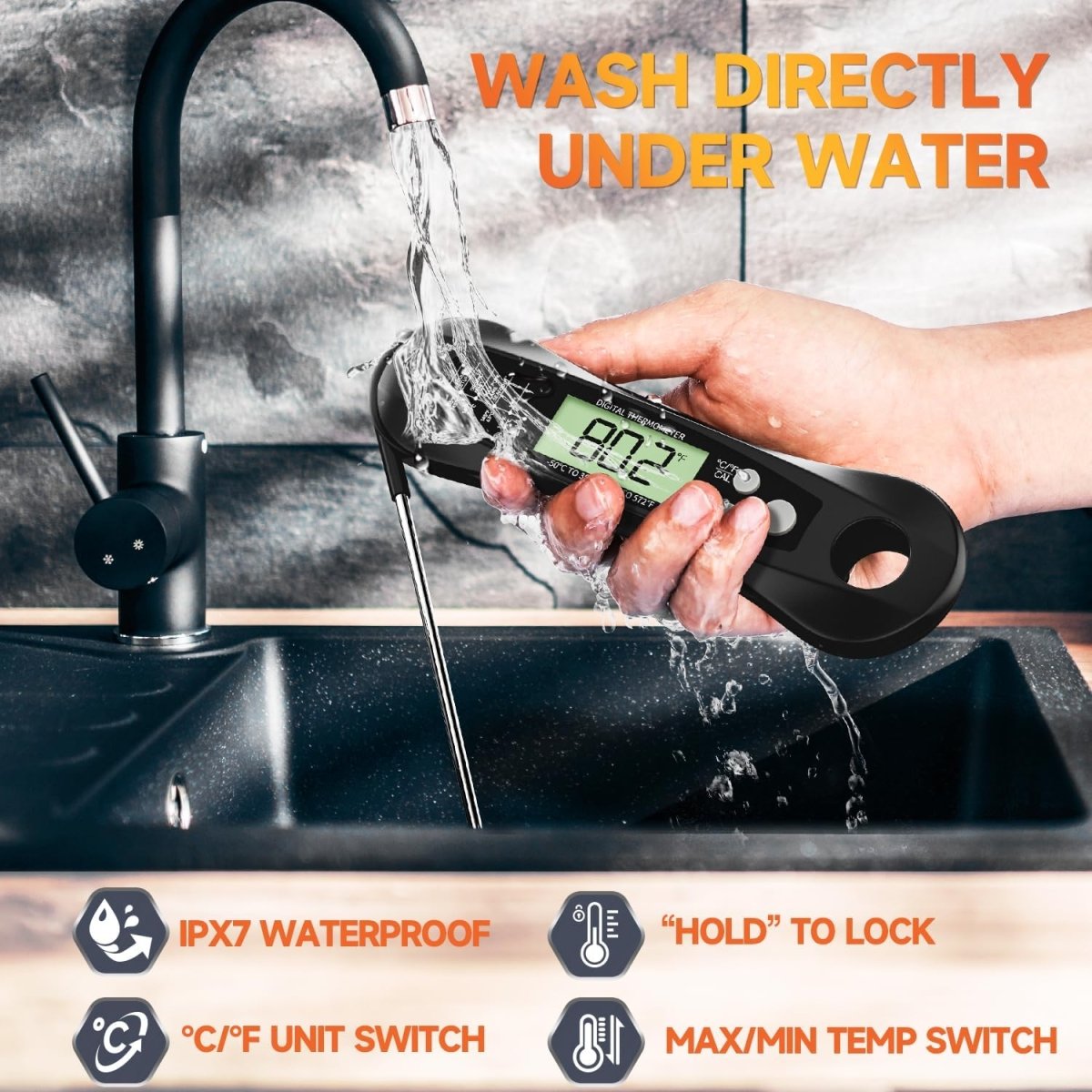 GrillMaster – Digitales Sofort-Fleischthermometer mit präziser Temperaturkontrolle