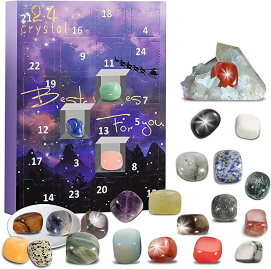 CRYSTALGEMS – Calendrier de l'Avent magique avec 24 cristaux naturels