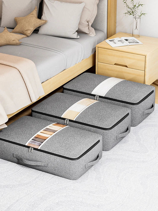 SACCO PORTA ABBIGLIAMENTO – Borsa pieghevole con finestra trasparente e cerniera per abiti e biancheria da letto