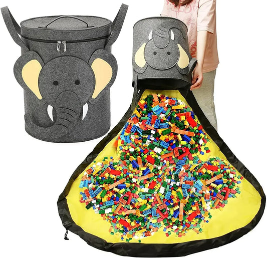 SAC DE RANGEMENT POUR JOUETS EN FEUTRE – Sac de jouets pliable en feutre avec motif animal pour chambre d'enfant et tapis de jeu