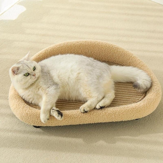MeowHaven Nest – Stilvolles Katzenbett mit Kratzfläche & Kuschelkissen