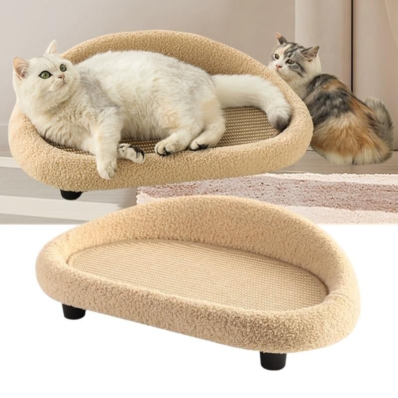 MeowHaven Nest – Stilvolles Katzenbett mit Kratzfläche & Kuschelkissen