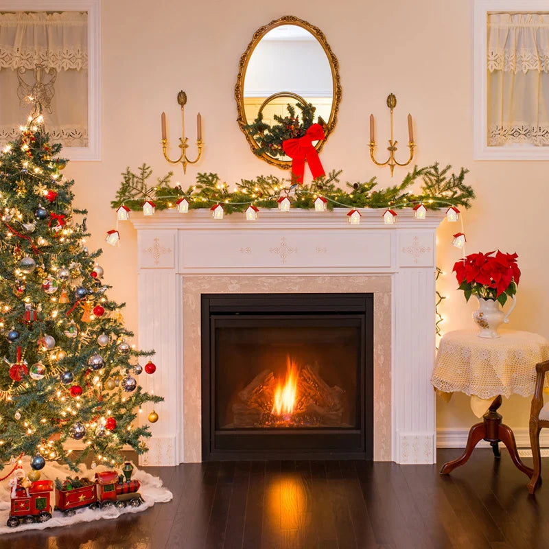 LED Holz-Weihnachtshäuser Dekorationsset mit warmem Lichteffekt für fe – Wohnish